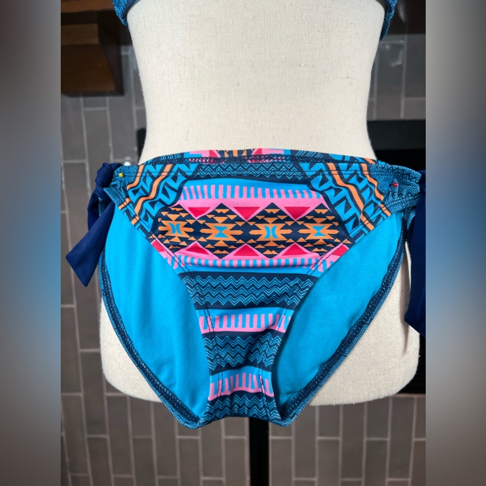 Hurley Bandeau Bikini Logo Aztec Pattern Size Small - Picture 4 of 7
